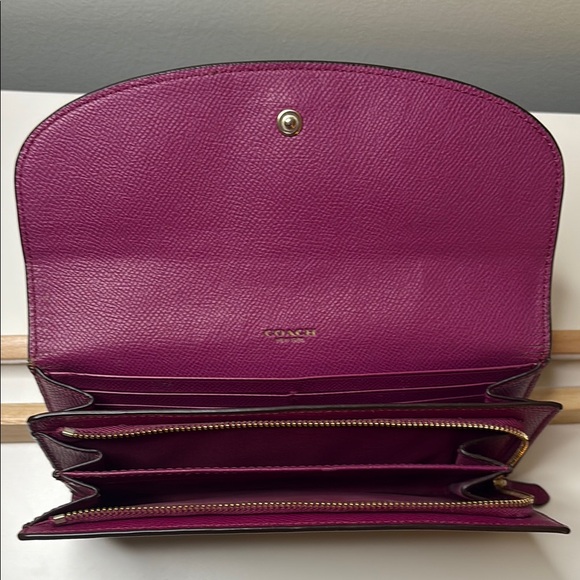 Coach Magenta and Dark Brown Women's Wallet - Picture 4 of 4